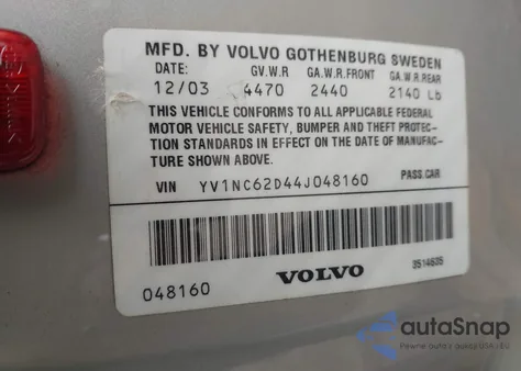 2004 Volvo C70 Ht from USA, damaged, VIN YV1NC62D44J048160